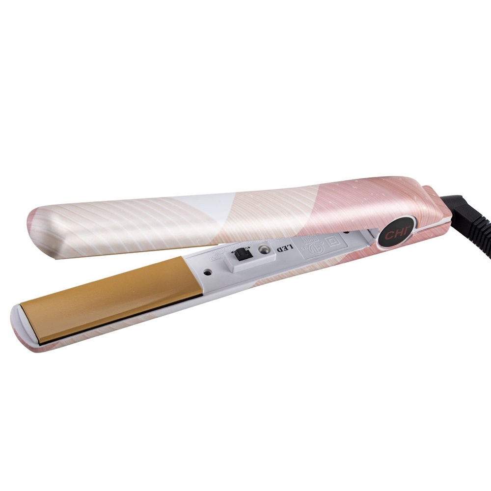 NEW Pink Print CHI 1" Ceramic Hairstyling Iron Straighten Curl Flip Style CA1136
